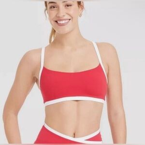 All in Motion Women’s Everyday Soft Red and White trim Athletic Sports Bra S